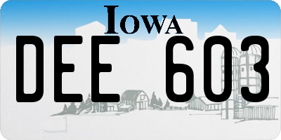 IA license plate DEE603