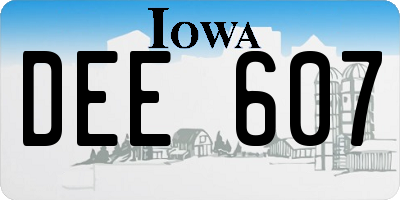 IA license plate DEE607
