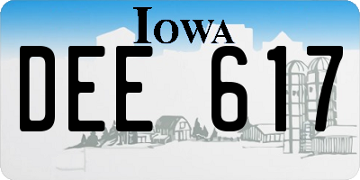 IA license plate DEE617