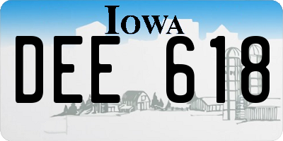 IA license plate DEE618