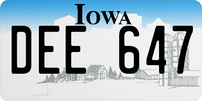 IA license plate DEE647