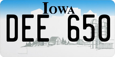IA license plate DEE650