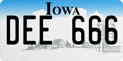 IA license plate DEE666