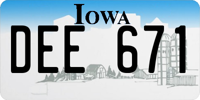 IA license plate DEE671