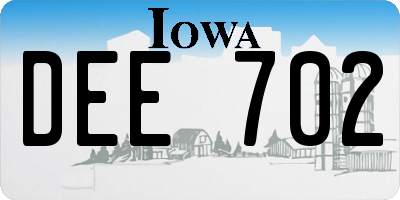 IA license plate DEE702
