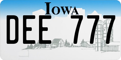 IA license plate DEE777