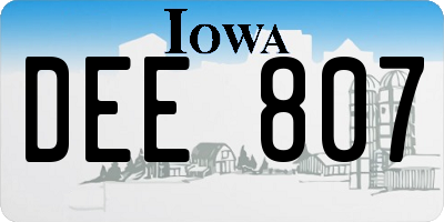IA license plate DEE807