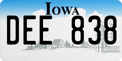 IA license plate DEE838