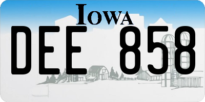 IA license plate DEE858