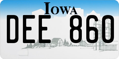 IA license plate DEE860