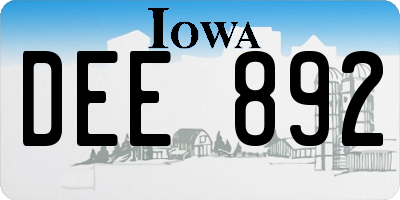 IA license plate DEE892