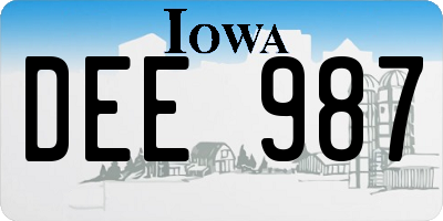 IA license plate DEE987