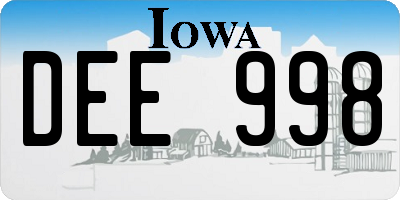 IA license plate DEE998