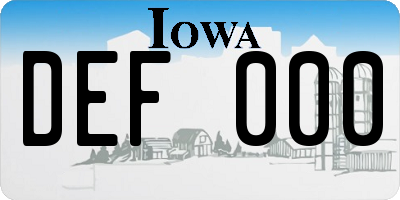 IA license plate DEF000