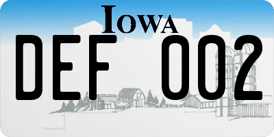 IA license plate DEF002