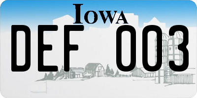 IA license plate DEF003
