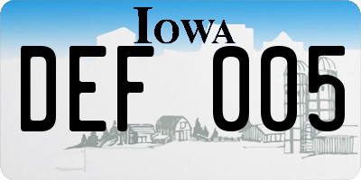 IA license plate DEF005