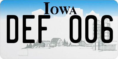 IA license plate DEF006