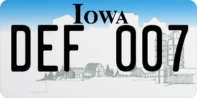 IA license plate DEF007