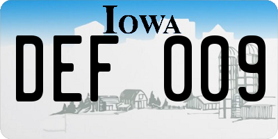 IA license plate DEF009