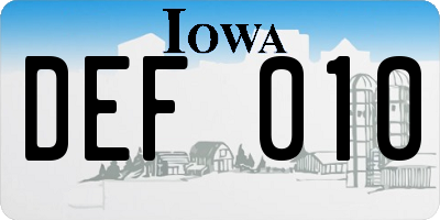 IA license plate DEF010