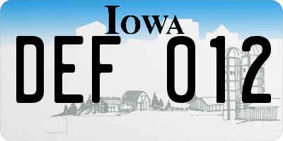 IA license plate DEF012