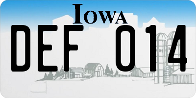 IA license plate DEF014