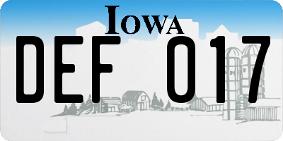 IA license plate DEF017