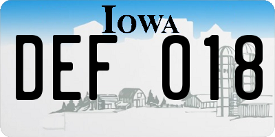 IA license plate DEF018