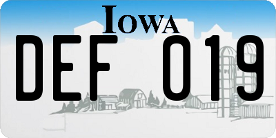 IA license plate DEF019