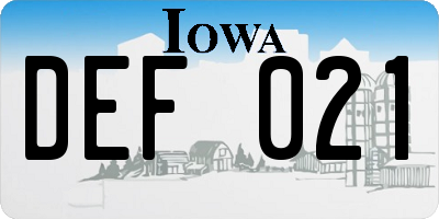IA license plate DEF021