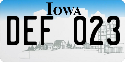 IA license plate DEF023