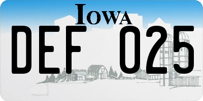 IA license plate DEF025