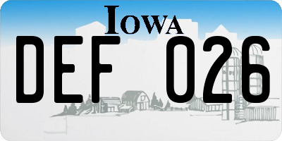 IA license plate DEF026