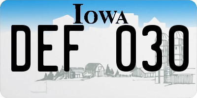 IA license plate DEF030