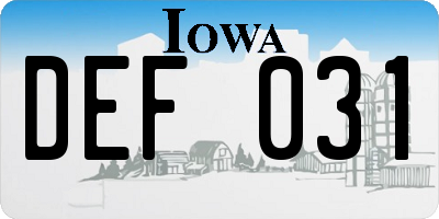 IA license plate DEF031
