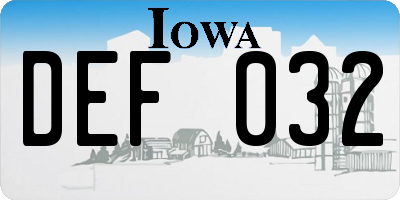 IA license plate DEF032
