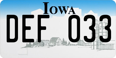 IA license plate DEF033