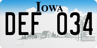 IA license plate DEF034
