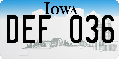 IA license plate DEF036
