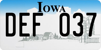 IA license plate DEF037