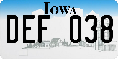 IA license plate DEF038