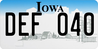 IA license plate DEF040