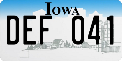 IA license plate DEF041