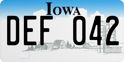 IA license plate DEF042