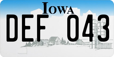 IA license plate DEF043