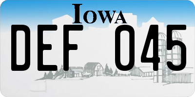 IA license plate DEF045