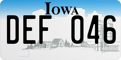 IA license plate DEF046