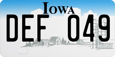 IA license plate DEF049