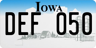 IA license plate DEF050